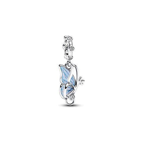 Pandora Schmetterlings-Charm aus 925er Silber mit blauer Emaille und Zirkonia als Anhängeschmuck.