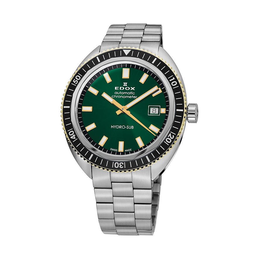 Edox Taucheruhr Hydro-sub 80128 357JNM VID, Herren, Edelstahl, Keramik, Armband: Edelstahl, Automatik, analog