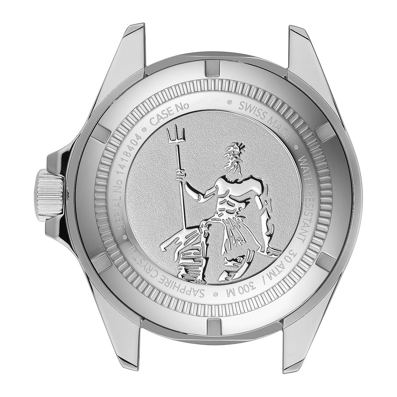 Nahaufnahme des blauen Zifferblatts einer Edox Herrenuhr aus Edelstahl und Keramik, mit Tachymeter und Chronograph.