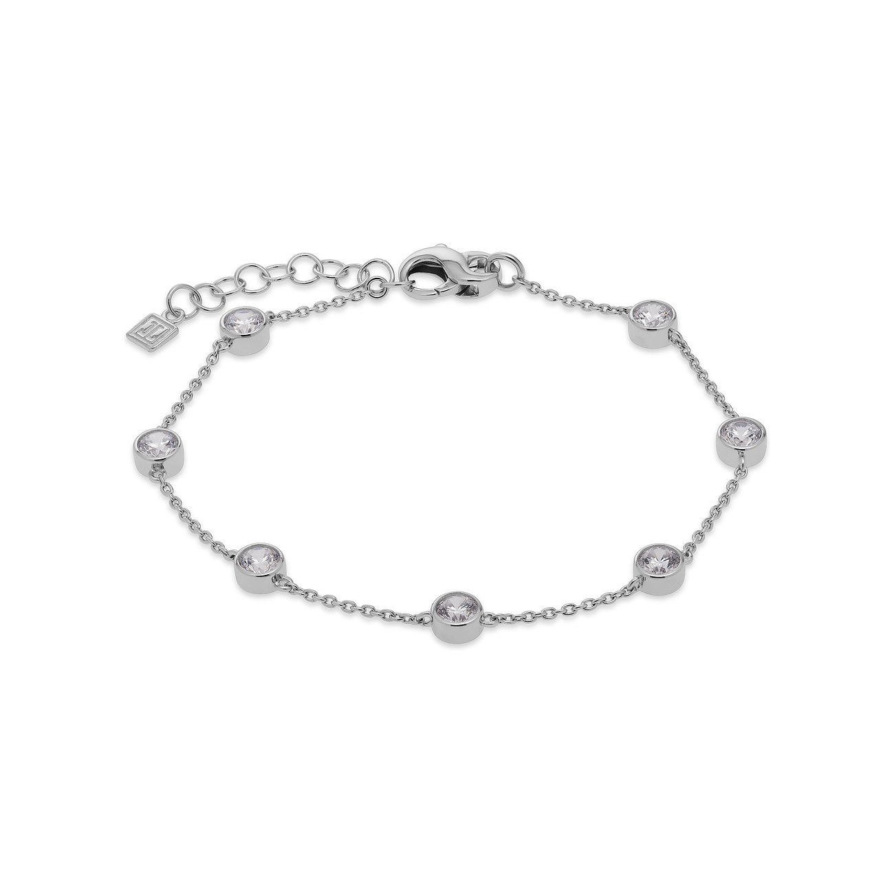 JETTE Damenarmband aus recyceltem 925er Silber mit mehreren runden Zirkonia-Steinen in Krappenfassung.