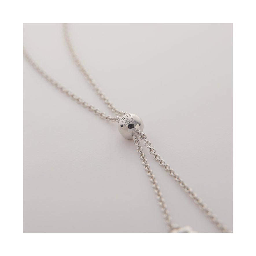 Primo piano sulla regolazione della collana JETTE in argento riciclato 925 con zirconi.