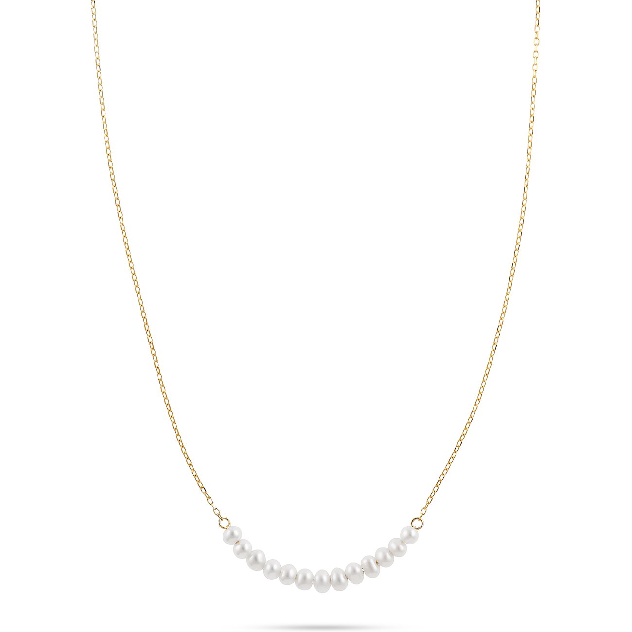 Collier de perles CHRIST en or jaune 585 avec une rangée de petites perles blanches au centre.