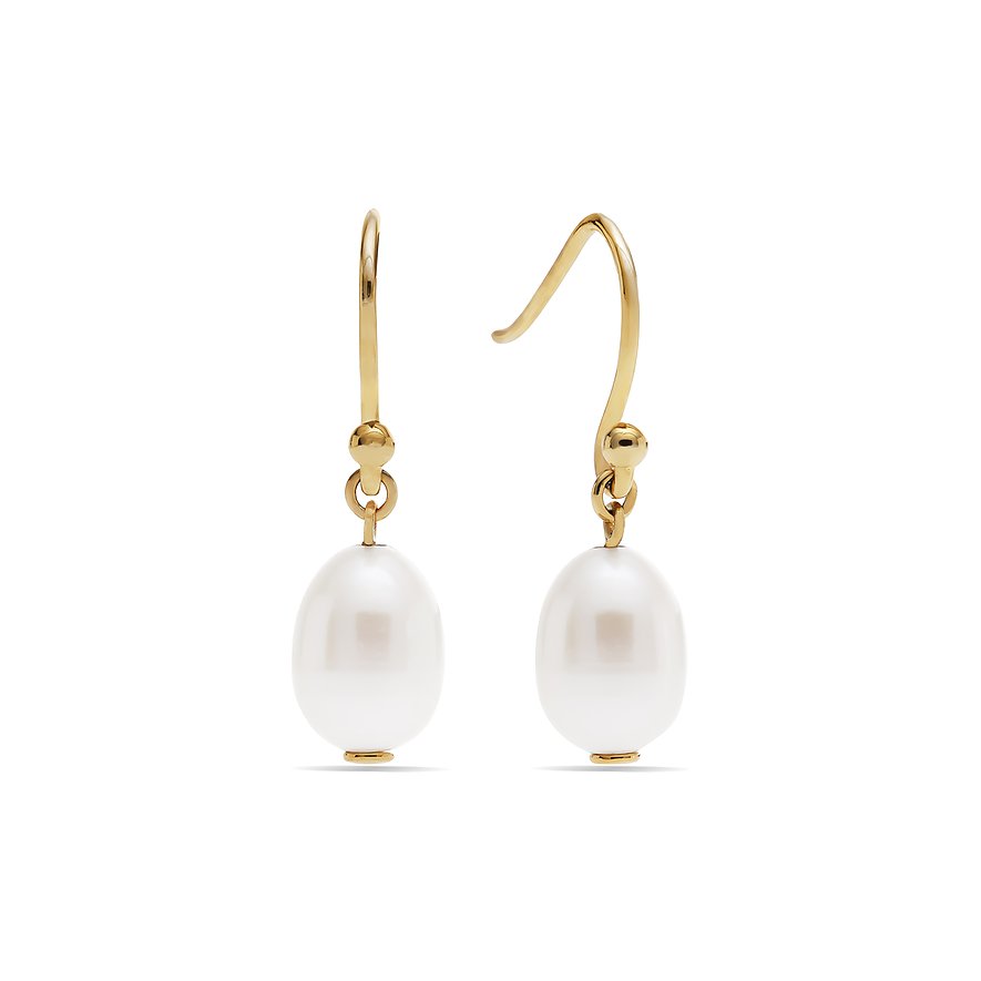Boucles d'oreilles CHRIST en or jaune 585 avec perles ovales.