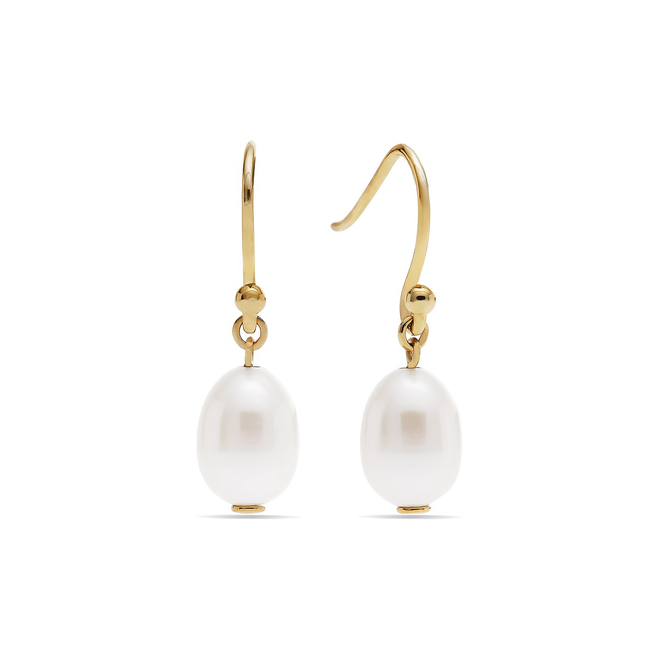 Boucles d'oreilles CHRIST en or jaune 585 avec perles ovales.