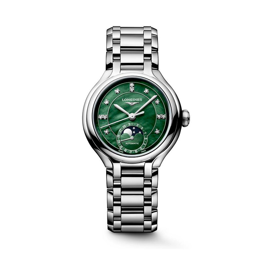 Longines Damenuhr LONGINES PRIMALUNA MOONPHASE L81264076, Damen, Edelstahl, Armband: Edelstahl, Automatik, analog