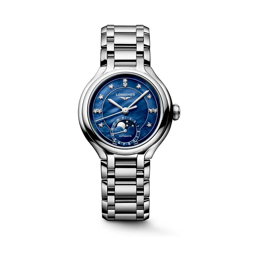 Longines Damenuhr LONGINES PRIMALUNA MOONPHASE L81264976, Damen, Edelstahl, Armband: Edelstahl, Automatik, analog