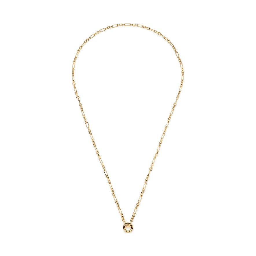 Leonardo halsband i guldfärgat rostfritt stål med oval länkkedja och ett litet ringhänge.