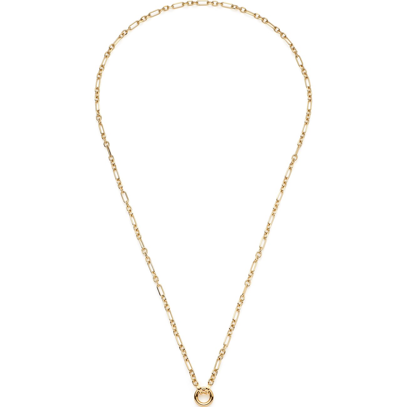 Leonardo halsband i guldfärgat rostfritt stål med oval länkkedja och ett litet ringhänge.