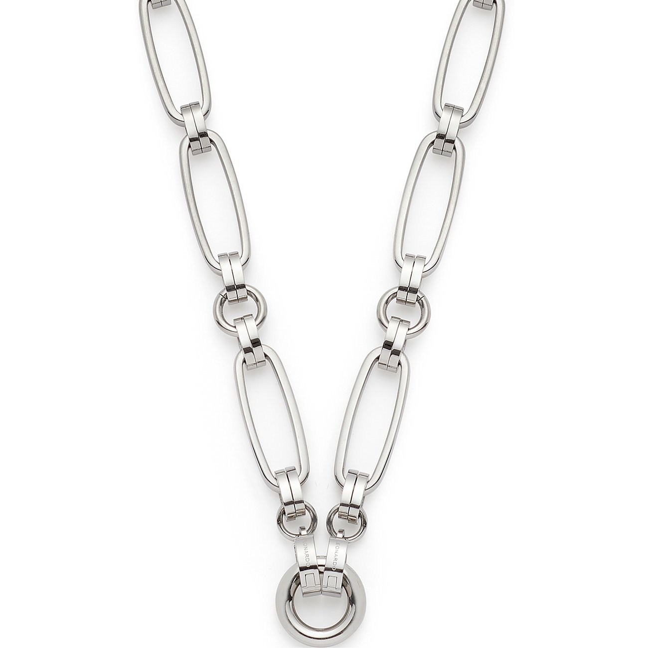 Collana Leonardo in acciaio inossidabile con maglie ovali e rotonde e chiusura tonda.