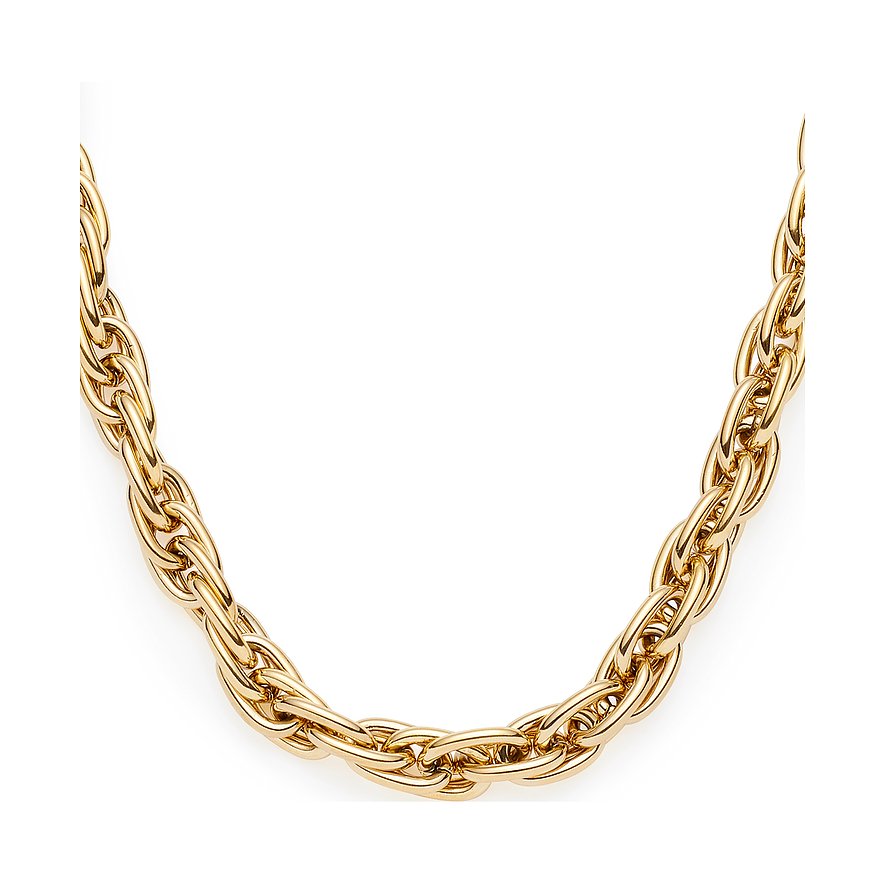 Collana Leonardo in acciaio inossidabile color oro, fittamente intrecciata a formare un'elegante catena a corda.