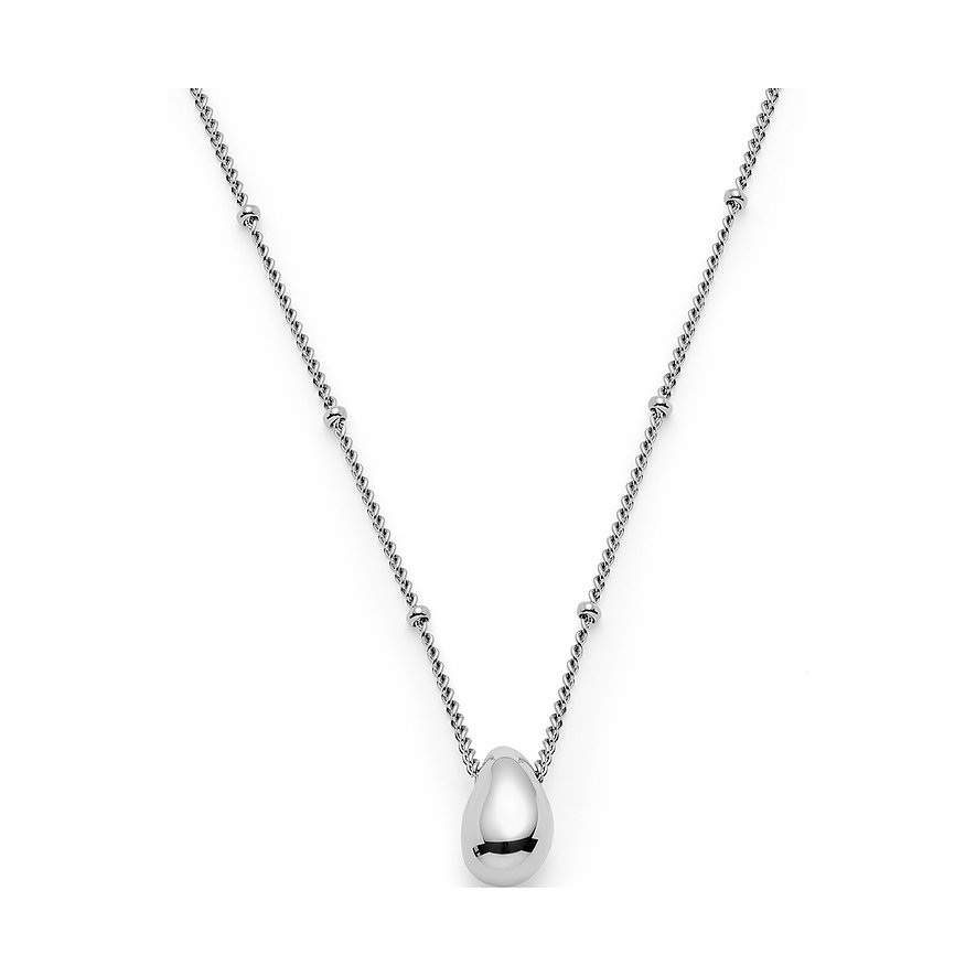 Collier Leonardo en acier inoxydable avec chaîne à petites perles rondes et pendentif en forme de larme.