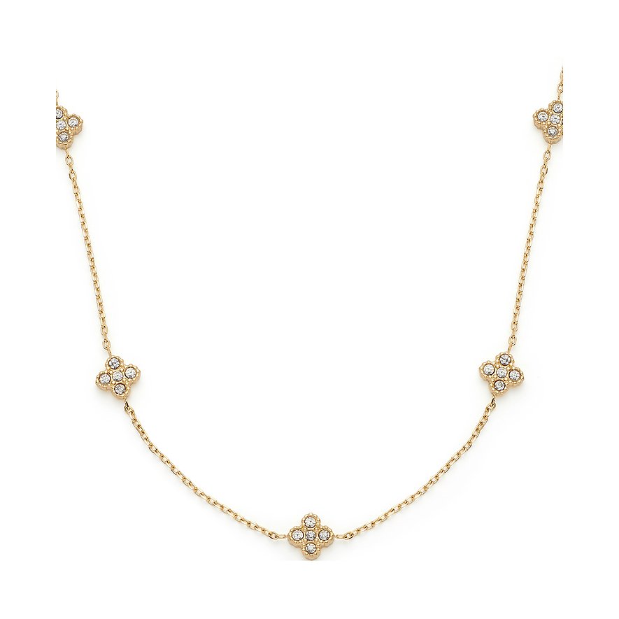 Leonardo halsband i rostfritt stål med fem fyrklöver, var och en prydd med glittrande zirkonia.