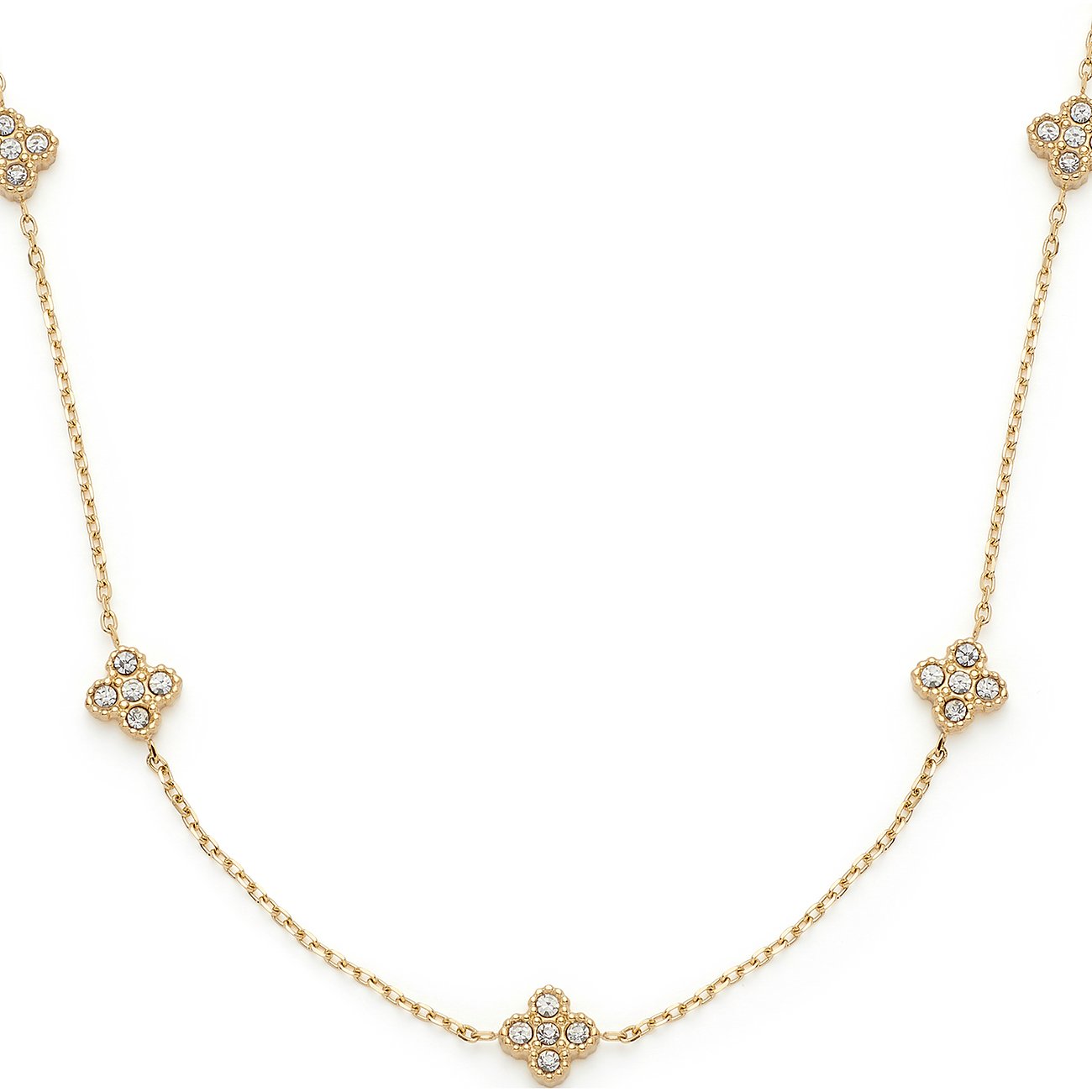 Leonardo halsband i rostfritt stål med fem fyrklöver, var och en prydd med glittrande zirkonia.