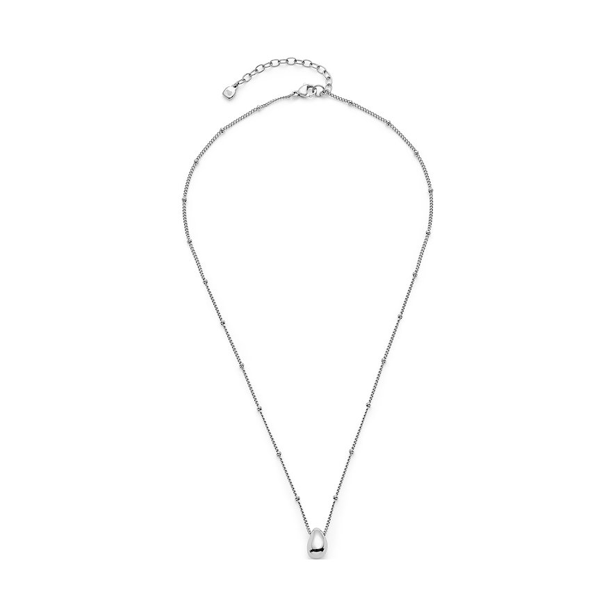Leonardo Halsschmuck aus Edelstahl mit schlichtem Tropfenanhänger auf einer Kette mit kleinen Kugeln.