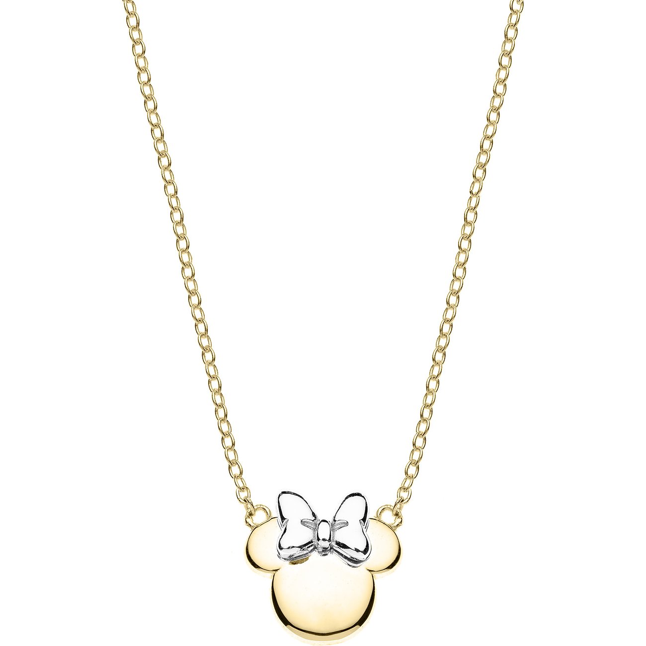Disney Mimmi Pigg halsband i guldfärgat 925 sterlingsilver med Mimmi-hänge och rosett.