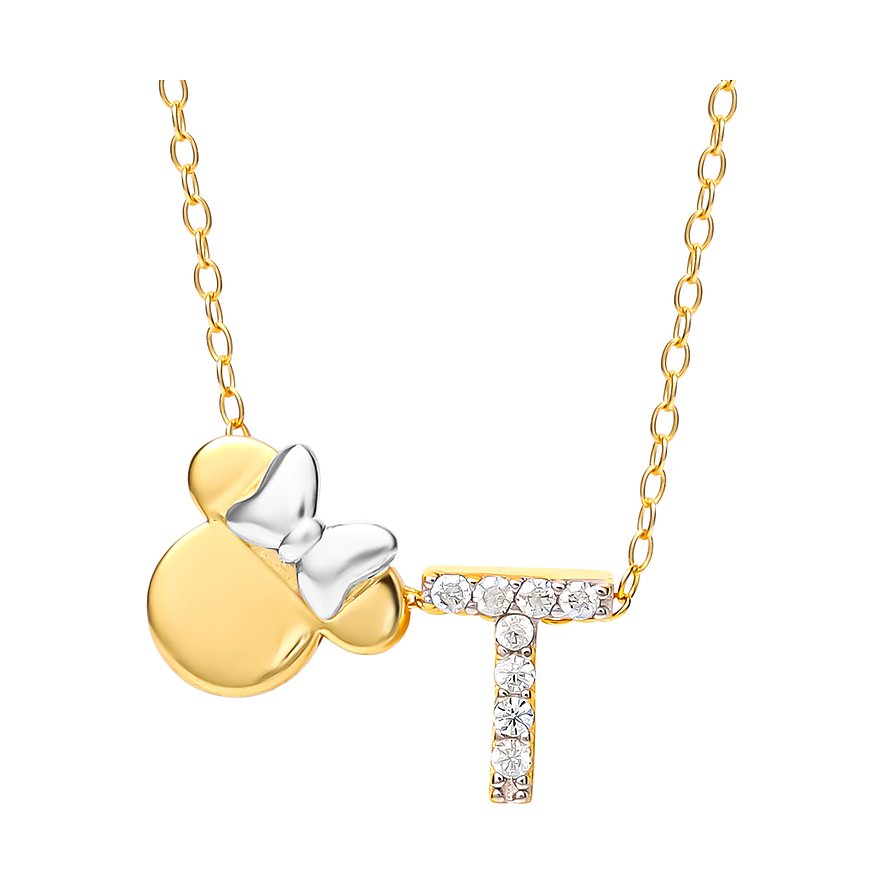 Disney silverhalsband: En fin, guldfärgad kedja med ett guldfärgat Musse Pigg-huvud och rosett.