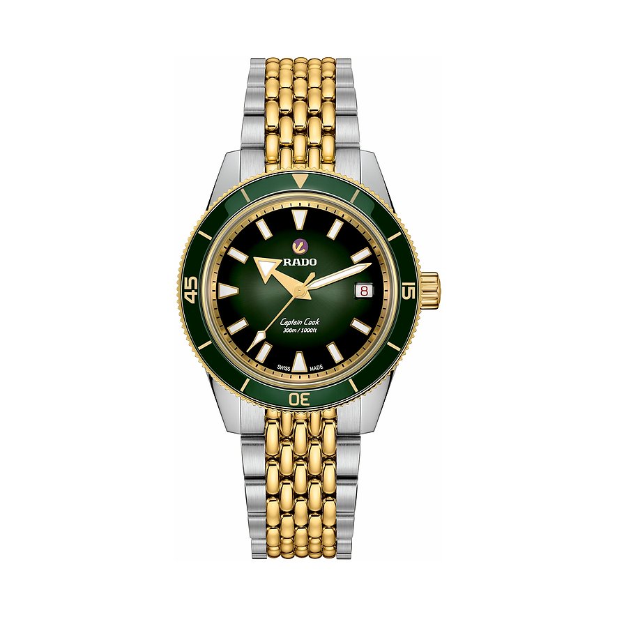 Rado Herrenuhr Captain Cook R32225313, Herren, Edelstahl, Armband: Edelstahl, PVD beschichtet, Automatik, analog
