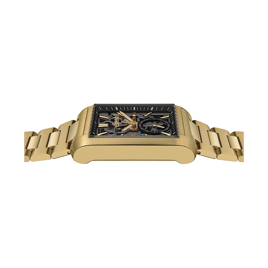 Die Ingersoll Herrenuhr aus goldfarbenem Edelstahl ist von der Seite zu sehen