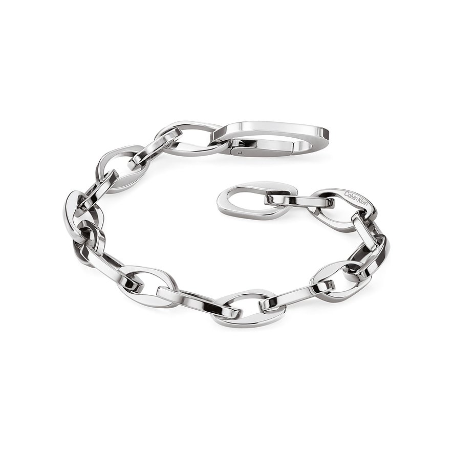 Calvin Klein Calvin Klein Armschmuck aus Edelstahl, bestehend aus glänzenden silberfarbenen Gliedern.