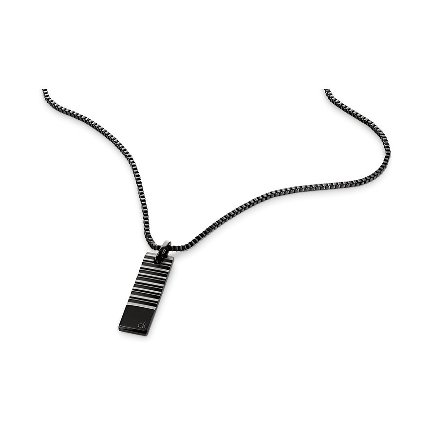 Calvin Klein ketting van glanzend roestvrij staal, met gegraveerd barcode-patroon en 