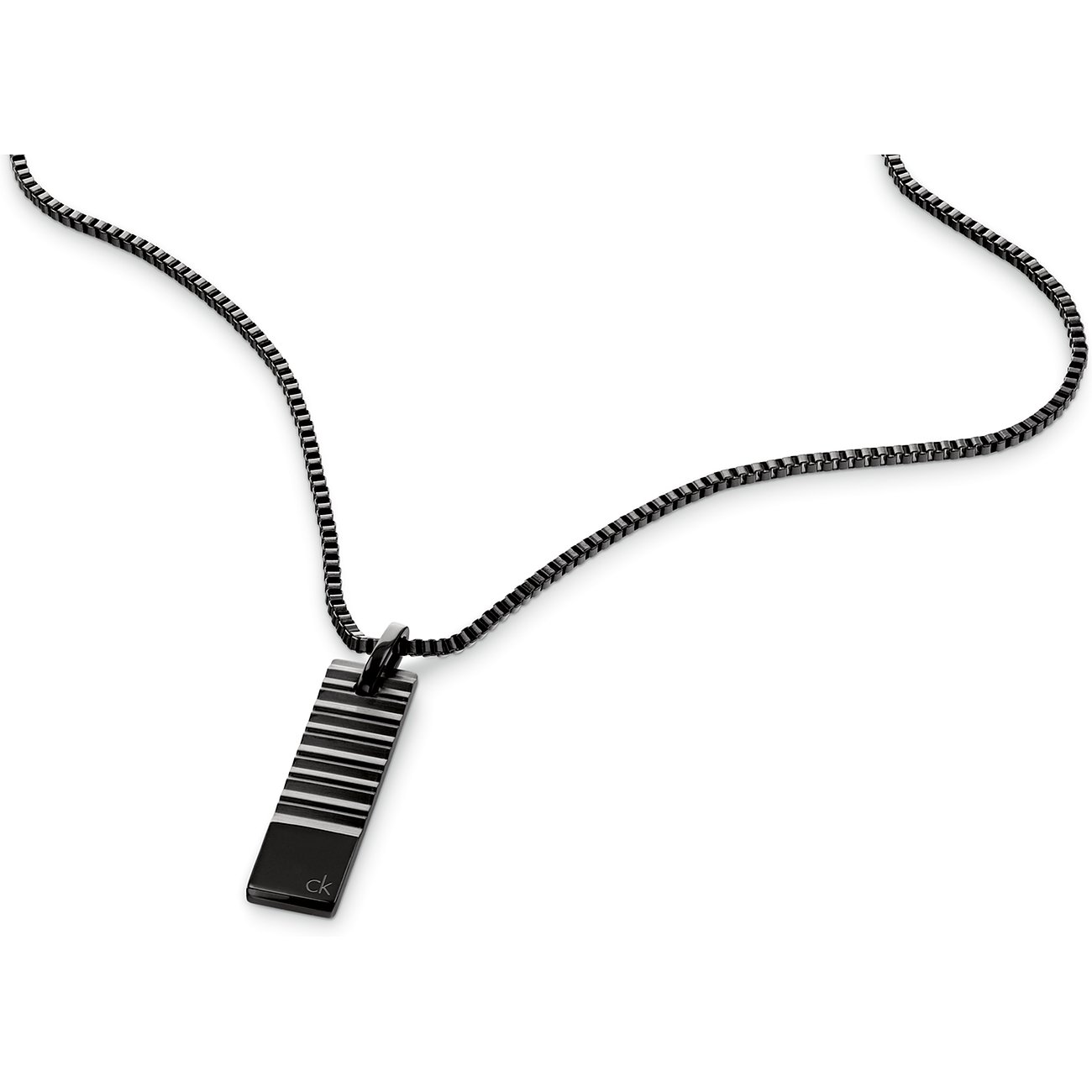 Calvin Klein ketting van glanzend roestvrij staal, met gegraveerd barcode-patroon en 