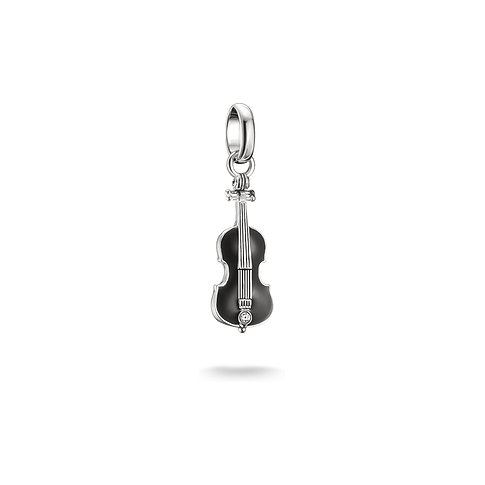 Bijou pendentif Thomas Sabo en argent 925 et émail, en forme de violon, orné d'une pierre de zircone colorée.