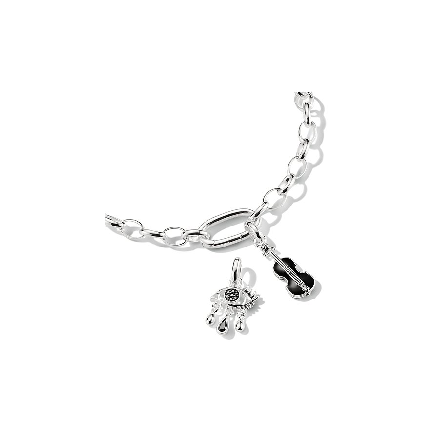 Thomas Sabo Charms van zilver en email: glanzende halsketting, oogbedel met zirkonia en tranen