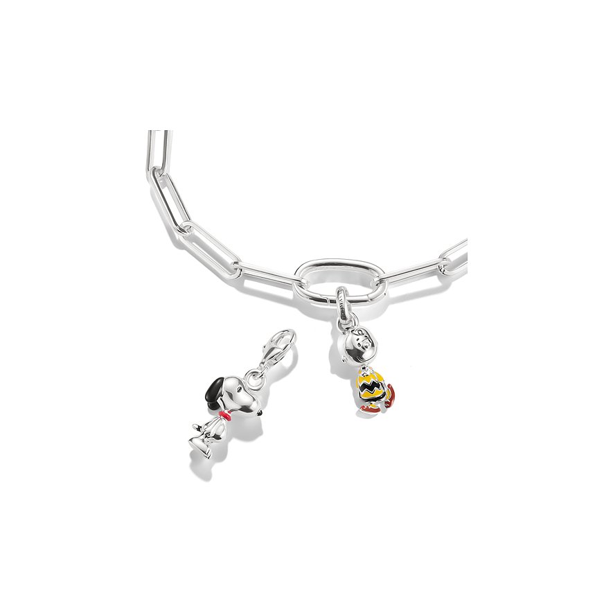 Thomas Sabo Peanuts Anhängeschmuck aus 925er Silber und Emaille: Snoopy mit Woodstock, freigestellte Ansicht.