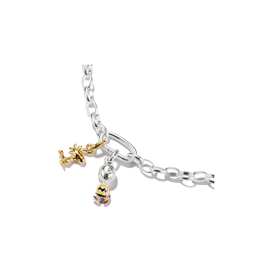 Gioielli pendenti Thomas Sabo in argento sterling 925 con figure dorate di Snoopy e Charlie Brown.