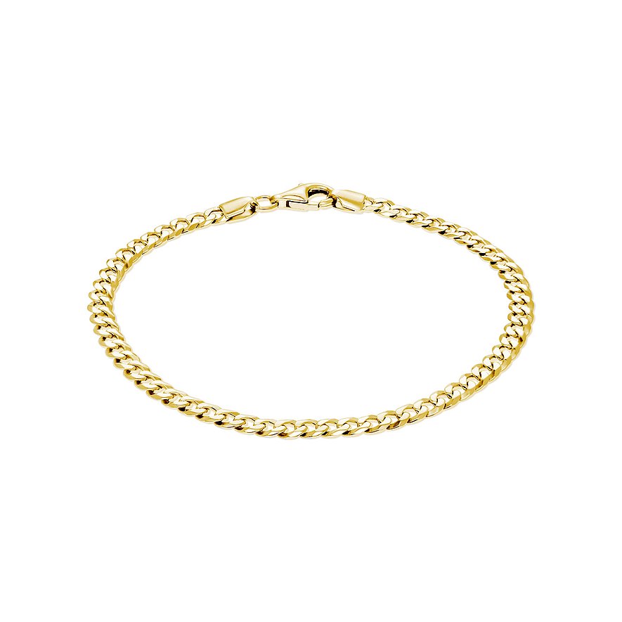 CHRIST Armschmuck aus recyceltem Silber, vergoldet, in feiner Panzerketten-Optik mit Karabinerverschluss.