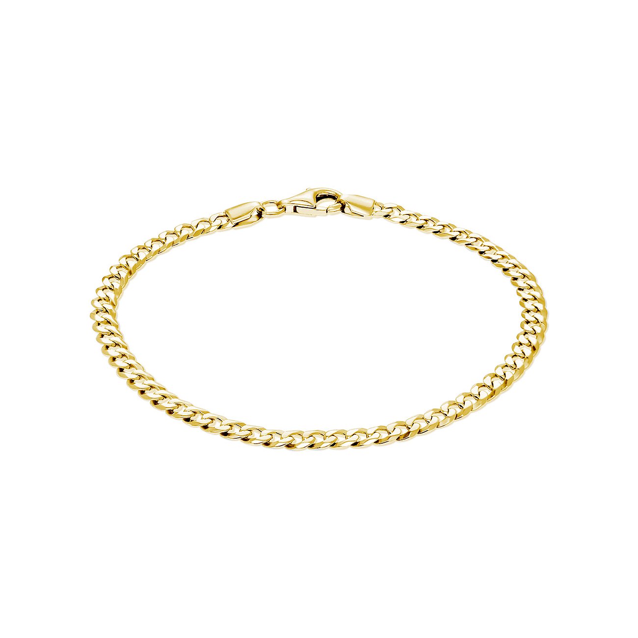 CHRIST Armschmuck aus recyceltem Silber, vergoldet, in feiner Panzerketten-Optik mit Karabinerverschluss.