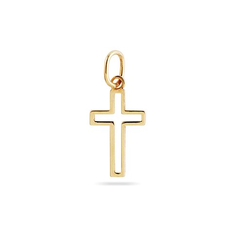 CHRIST Anhänger aus 585er Gelbgold in Form eines Kreuzes, hohl und detailreich gefertigt.