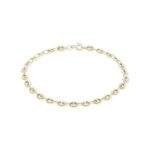 CHRIST Gelbgold Armband 585 aus glatten, ovalen Ankerkettenelementen mit flachem Karabinerverschluss.