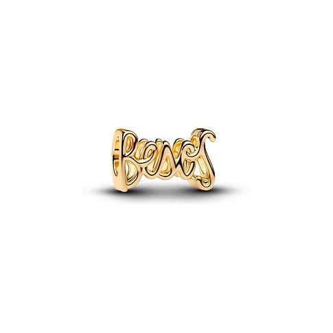 Pandora Metall-Anhängeschmuck mit geschwungenem "Blessed"-Schriftzug in Gold.