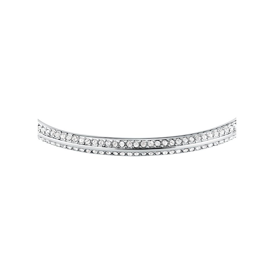 Karl Lagerfeld Armschmuck aus Edelstahl, besetzt mit zwei Reihen glitzernder Kristalle.