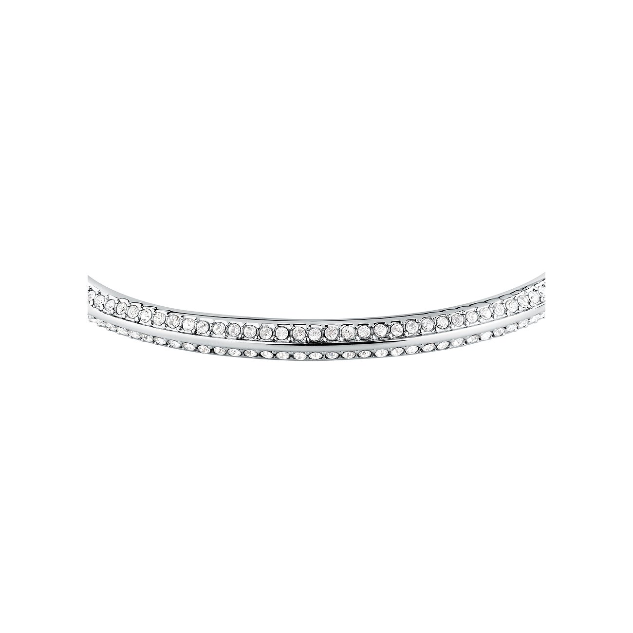 Karl Lagerfeld Armschmuck aus Edelstahl, besetzt mit zwei Reihen glitzernder Kristalle.