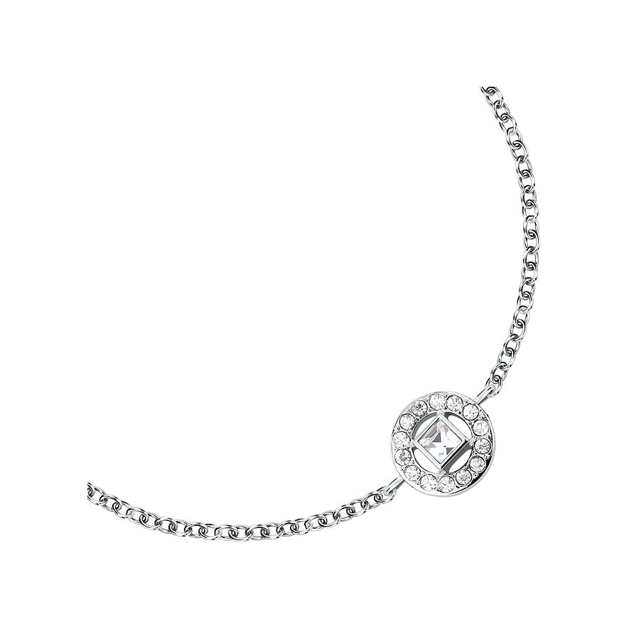 Bracciale Karl Lagerfeld in acciaio inossidabile color argento con ornamento rotondo, impreziosito da cristalli chiari.