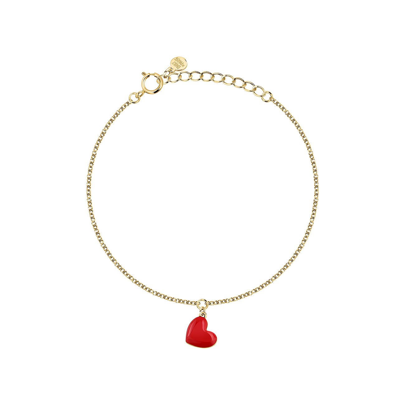 La Petite Story Silberarmband mit einem roten, herzförmigen Anhänger aus Emaille.