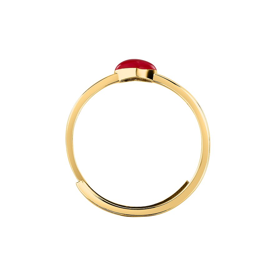 La Petite Story Ring aus 925er Silber in Gold, verziert mit einem ovalen roten Schmuckstein