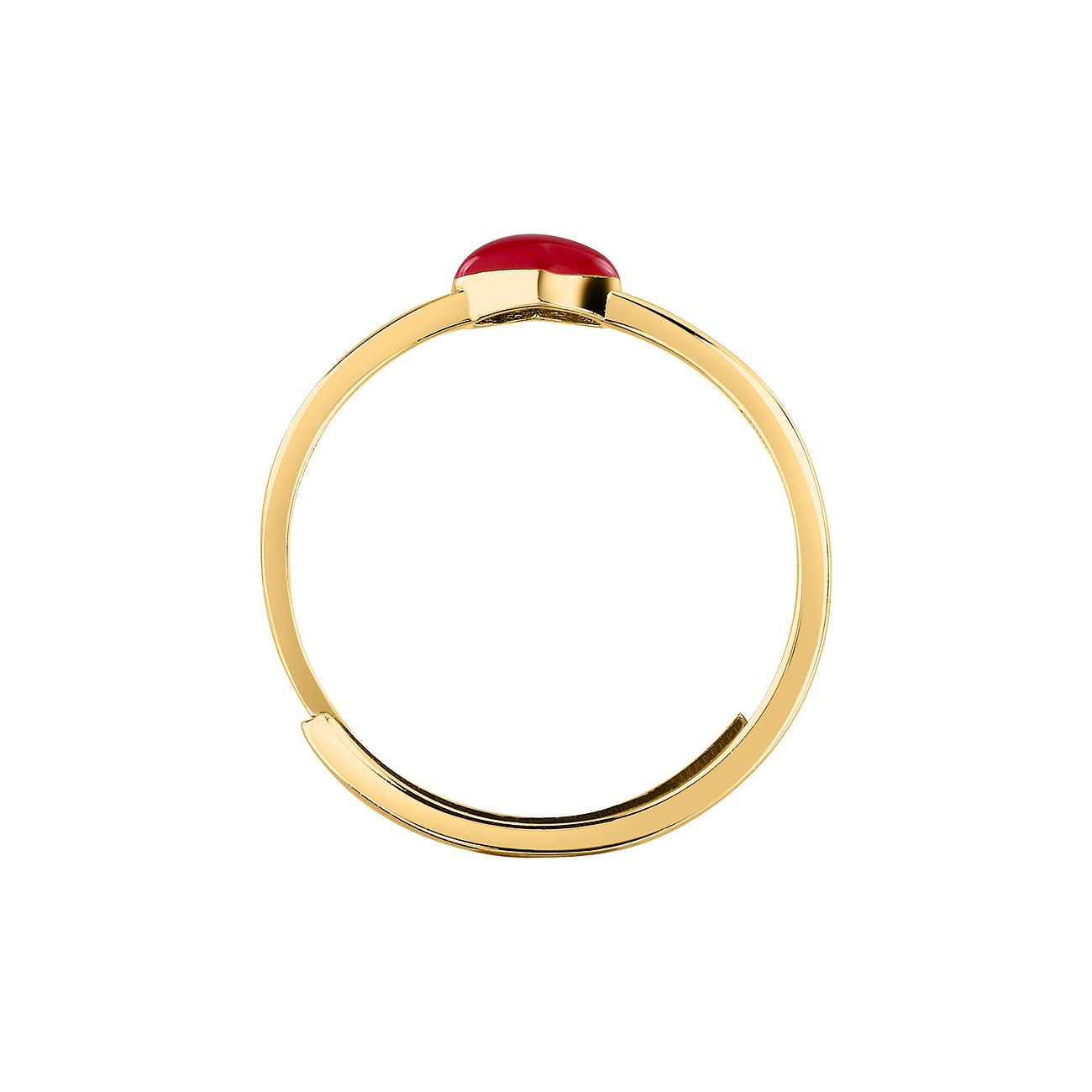 La Petite Story Ring aus 925er Silber in Gold, verziert mit einem ovalen roten Schmuckstein