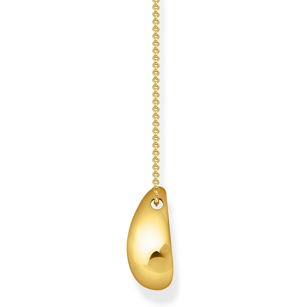 Thomas Sabo Halsschmuck: Eine goldene, tropfenförmige Perle aus Silber, die an einer feinen Kette befestigt ist.
