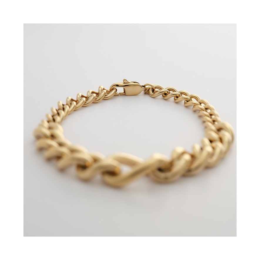 Bracciale Guido Maria Kretschmer in acciaio inossidabile color oro, una massiccia catena a maglie con chiusura a moschettone.