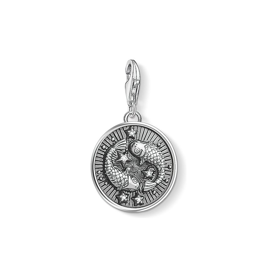 Thomas Sabo Sternzeichen Fische Anhänger aus 925er Silber mit mehreren klaren Zirkonia Schmucksteinen.