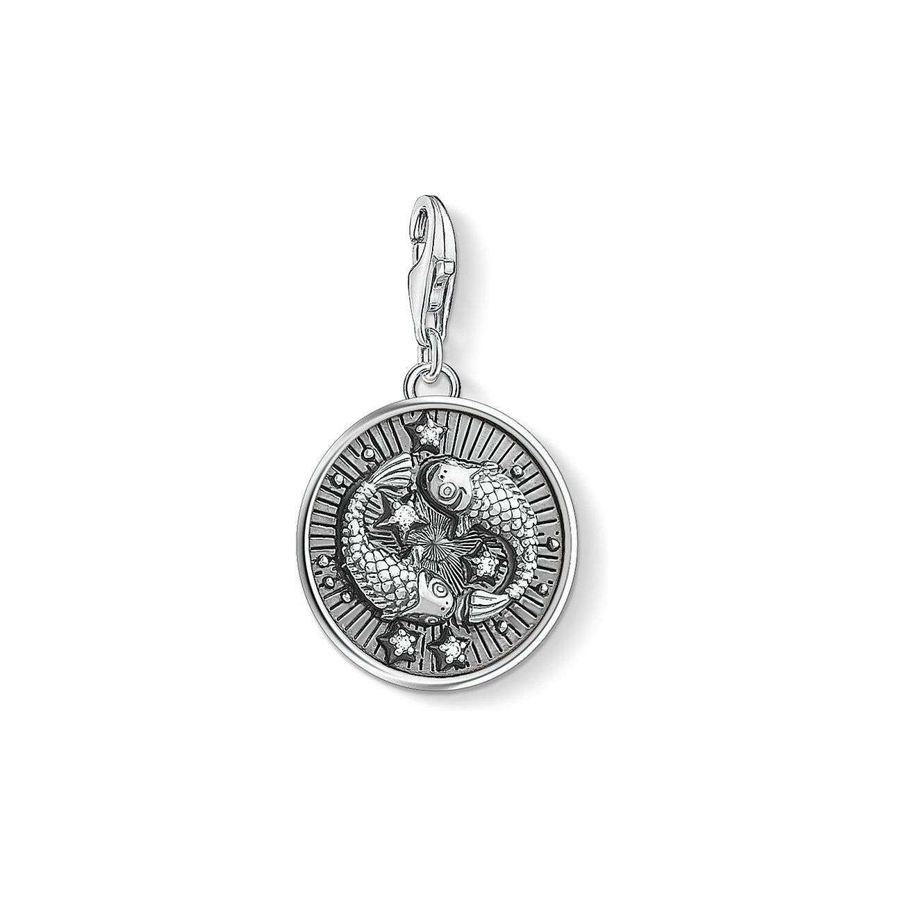 Thomas Sabo Sternzeichen Fische Anhänger aus 925er Silber mit mehreren klaren Zirkonia Schmucksteinen.