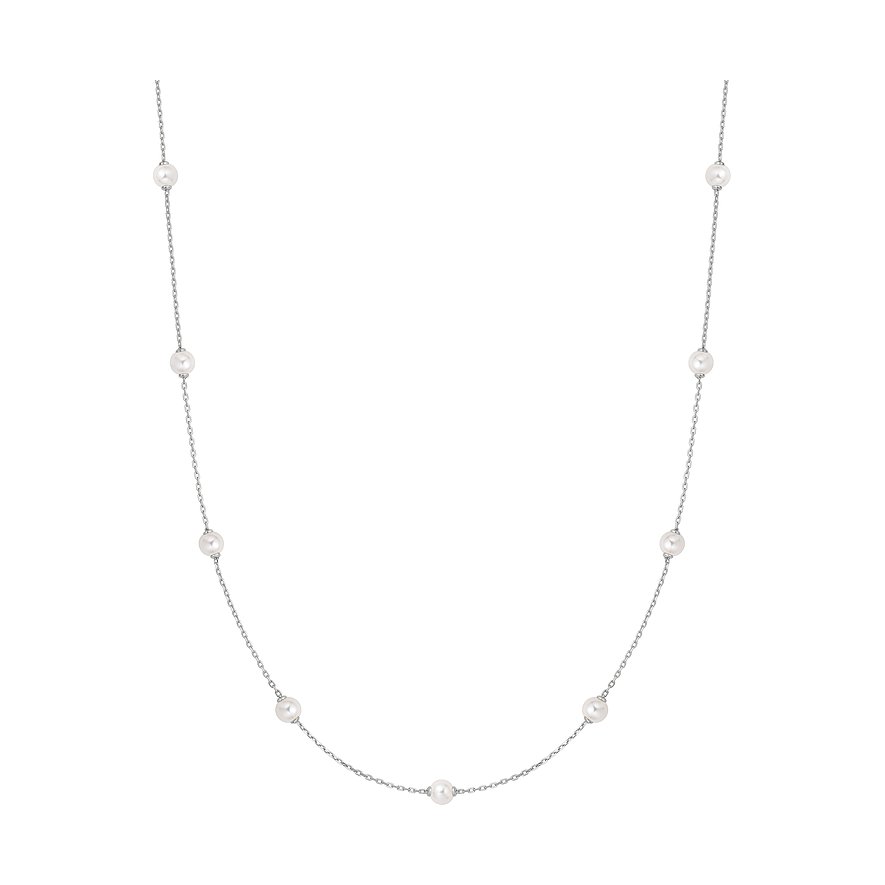 Ania Haie parelketting van 925 zilver, met witte parels in U-vormige lay-out, vrijstaand op witte achtergrond.