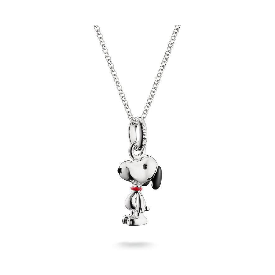 Thomas Sabo Silberkette: Snoopy-Anhänger aus Silber und schwarzer Emaille mit rotem Halsband.