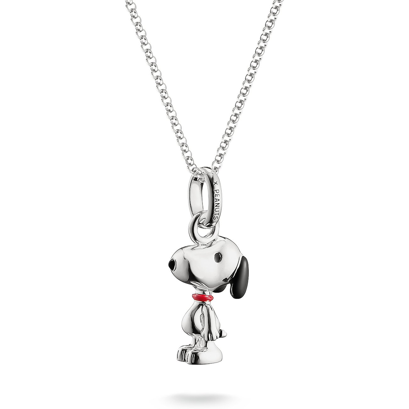 Thomas Sabo Silberkette: Snoopy-Anhänger aus Silber und schwarzer Emaille mit rotem Halsband.
