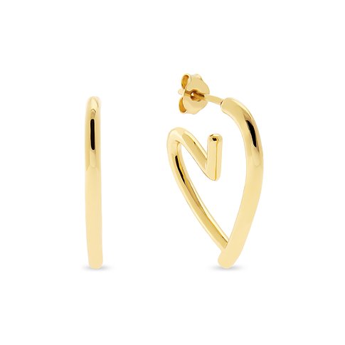 CHRIST Ohrschmuck: Ein Paar goldfarbener Ohrstecker aus recyceltem 925er Silber in Herz-Form.
