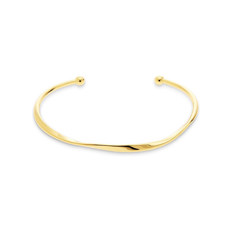 CHRIST Armschmuck aus gelbvergoldetem recyceltem Silber mit offenem, gewelltem Design und Kugelenden.