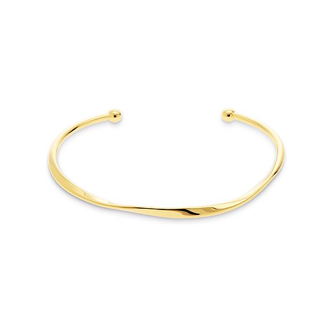 CHRIST Armschmuck aus gelbvergoldetem recyceltem Silber mit offenem, gewelltem Design und Kugelenden.